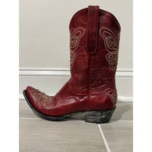 Old Gringo Marsha Red Leather Butterfly Embroidered Cowboy Boots Women 9 B